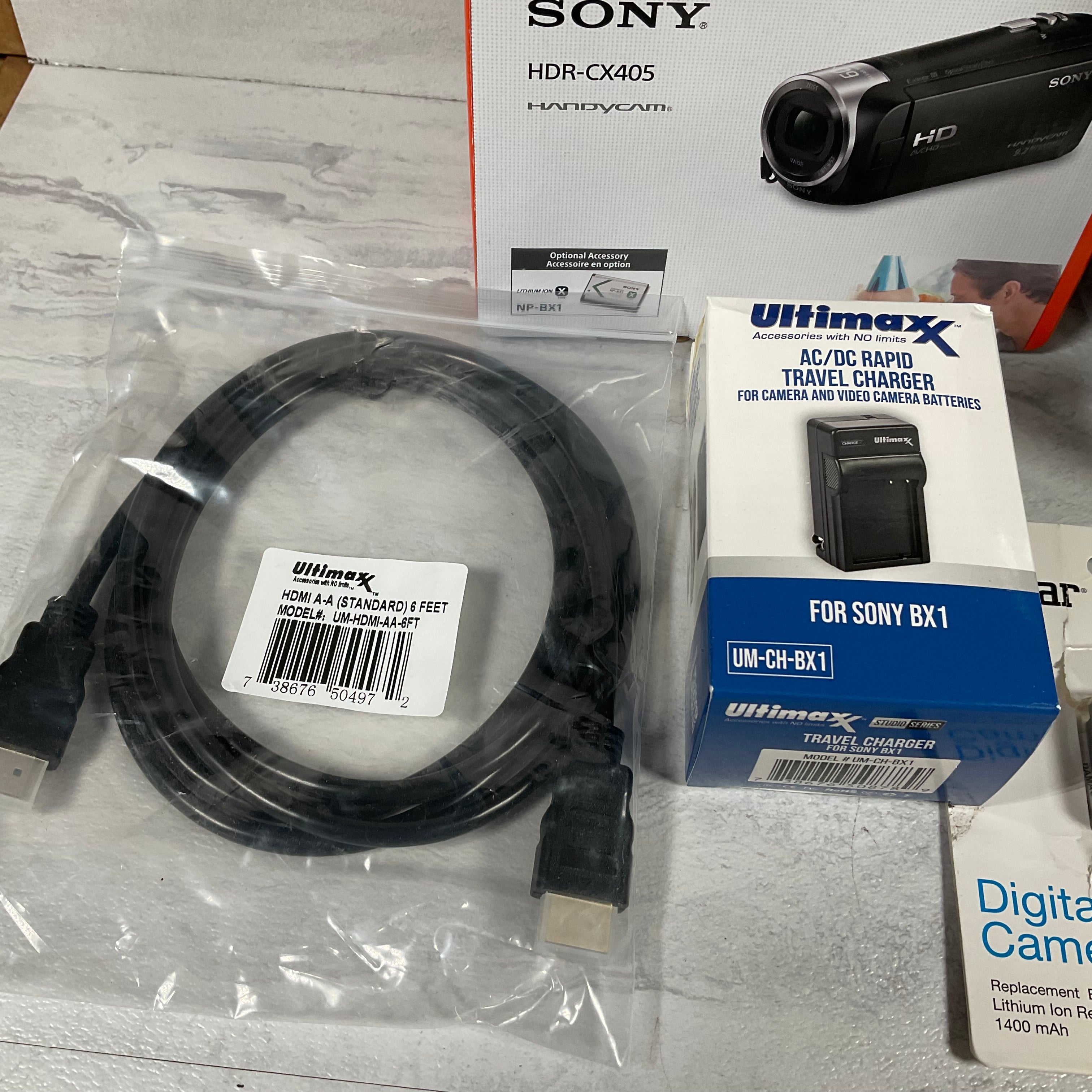 Sony HDR-CX405/B Full HD 60p Camcorder & 64GB MicroSD Accessory Bundle (7198691590382)